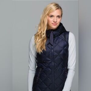 Lululemon ‘The Fluffiest Vest’ (Navy/Cypress Plaid) Reversible Down Vest